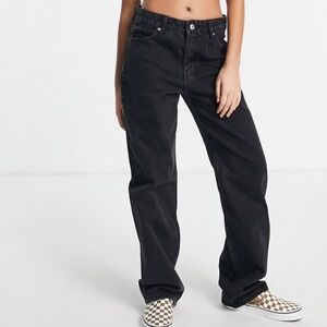 Bershka Petite high waist dad jeans in black 6